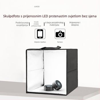 Kompaktni studio fotoboks s LED rasvjetom, model B40, uključuje pozadinski papir, težina 2 kg