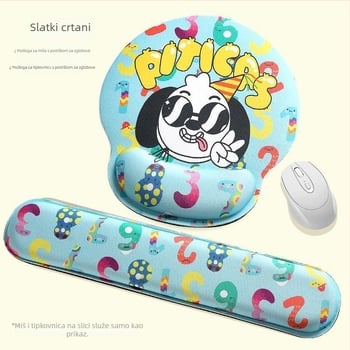 Podloga za miš s potporom za zglob, 3D memorijska pjena, lik psa u naočalama, za prijenosno računalo i tipkovnicu