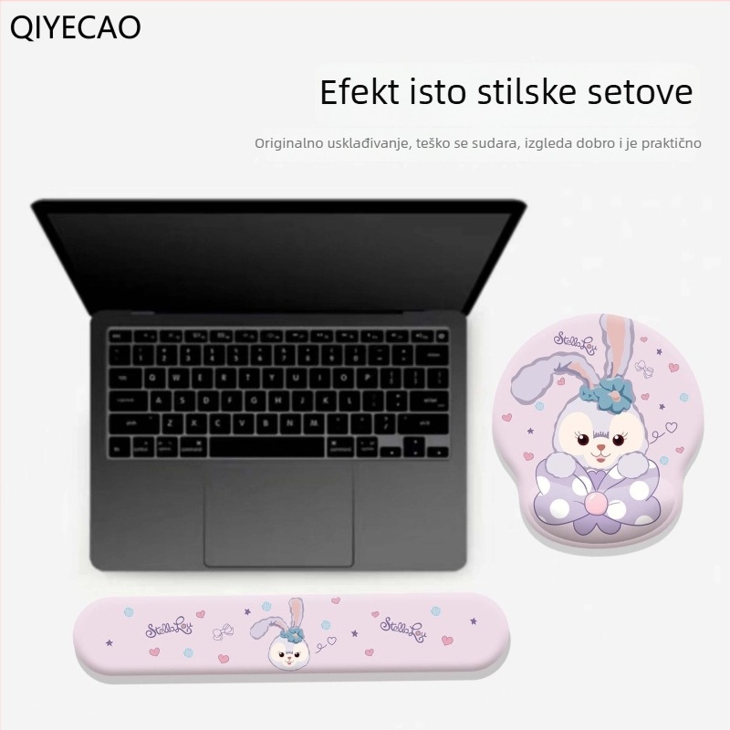 Podložak za zglob miša – crtani zeko dizajn, silikon površina protiv klizanja, materijal mliječne svile, jednostran, hladno oblikovanje