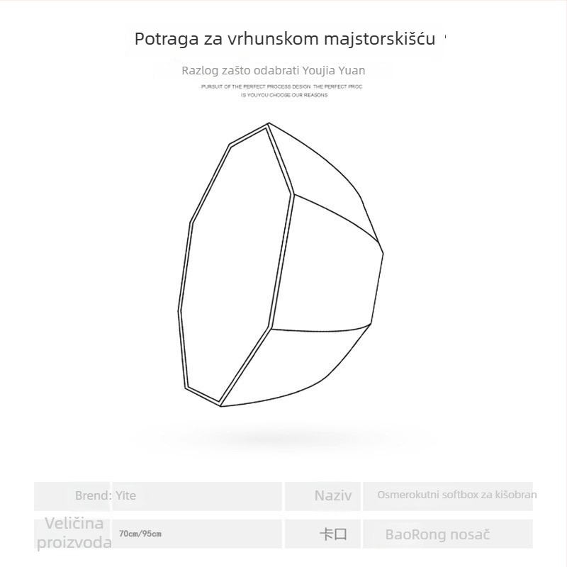 Oktoagonalni softbox s kišobran stilom, sklopni, 101–150W, 110–220V, za fotografiju, livestream i ljepotu