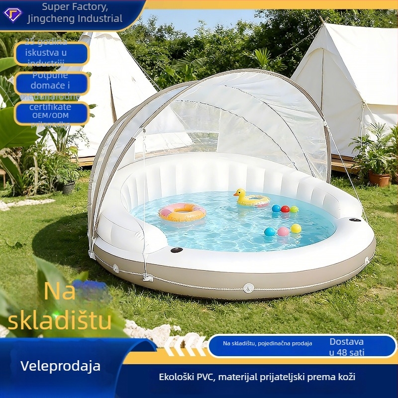 Saidhike Zypsc41648 nadudu bazenski ležaljka – dvostruki naslon, zaštita od sunca, ekološki PVC