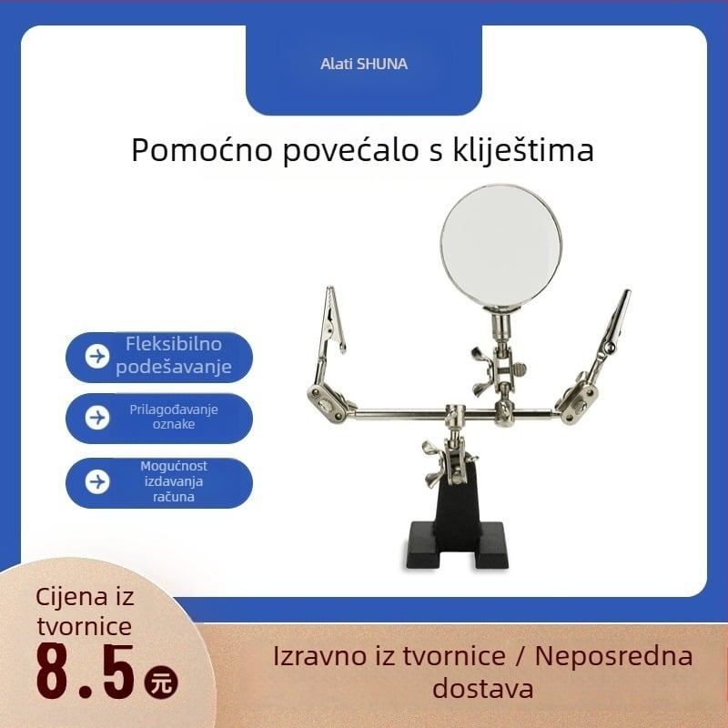 Set za lemljenje s alligator klipom i povećalom za popravak PCB-a, marka Shunda, model shunda-10
