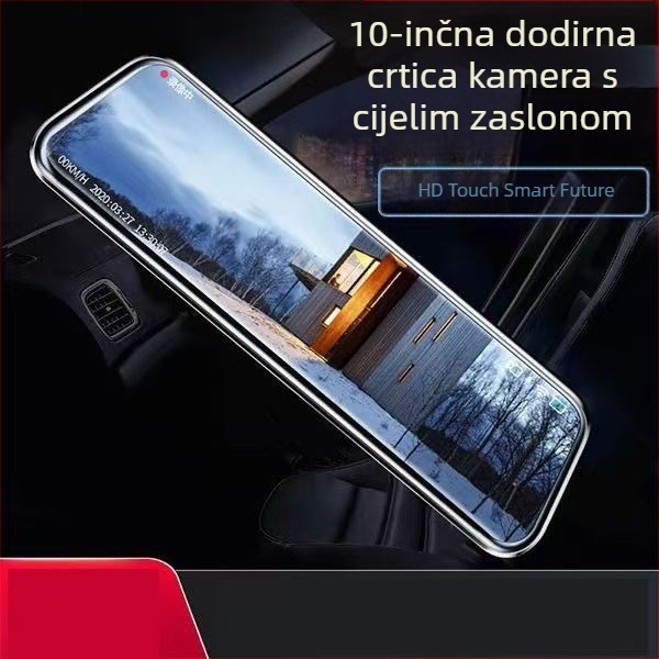 4K Ultra HD automobilska kamera s 10-inčnim zaslonom, prednje i stražnje duplo snimanje, povezanost s pametnim telefonom, glasovno upravljanje