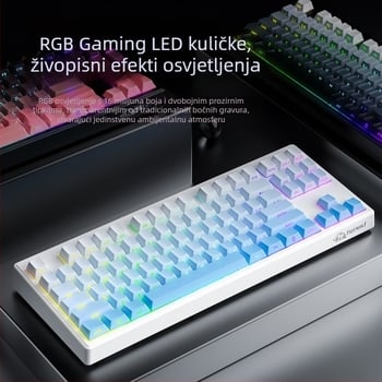 Membranska tipkovnica, RGB pozadinsko osvjetljenje, 87 tipki, PBT bočno gravirane tipke, vodootporna, 3-modni bežični način (USB/Bluetooth/2.4G)