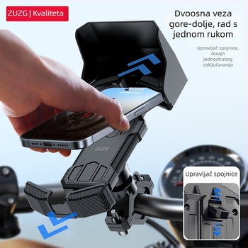 Držač za telefon na biciklu za navigaciju — Otporan na udarce, 360° okret (horizontalno i vertikalno), Brzi pristup i oslobađanje, Materijali: ABS + hardver + silikagel + TPU