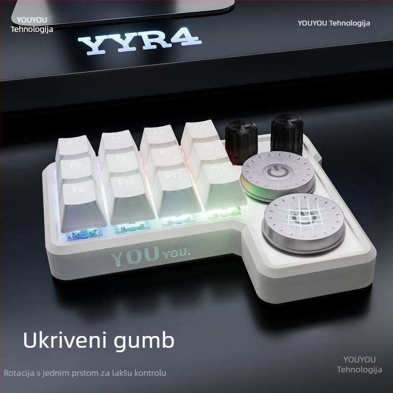 YYR4 Digitalni keypad za retusere, urednike, ilustratore i dizajnere — 12 tipki, USB-C, Nakon prodajne podrške: tri garancije