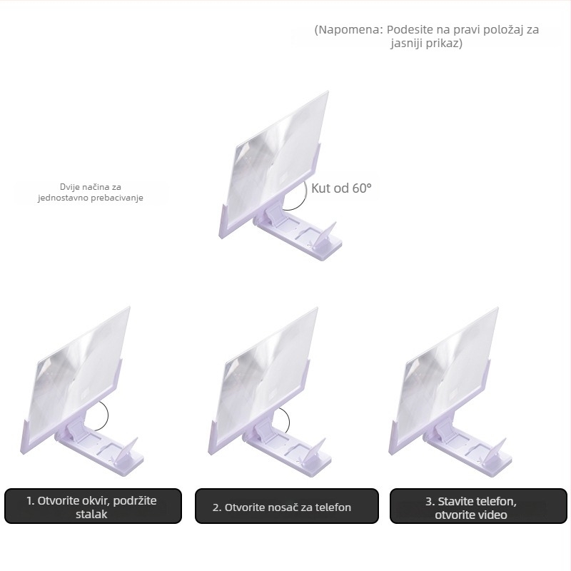 Dika Star HD 3D povećivač zaslona za mobitel, Lazy držač, model F9, opća kompatibilnost, stolna uporaba, podrška prilagođavanju