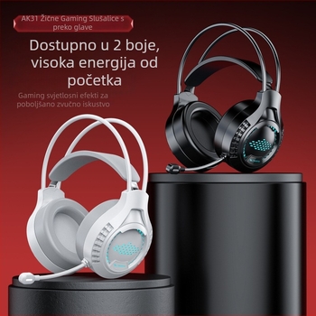 Gaming slušalice Ak3, žične, 50mm zvučnik, 3,5mm priključak, 20–20kHz, mikrofon, umjetne kožne jastučiće, 2m kabel