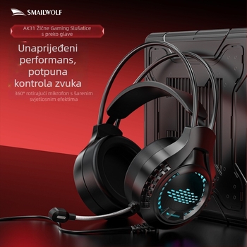 Gaming slušalice Ak3, žične, 50mm zvučnik, 3,5mm priključak, 20–20kHz, mikrofon, umjetne kožne jastučiće, 2m kabel
