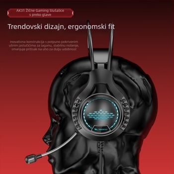 Gaming slušalice Ak3, žične, 50mm zvučnik, 3,5mm priključak, 20–20kHz, mikrofon, umjetne kožne jastučiće, 2m kabel