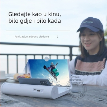 Lazy stalak s Bluetooth zvučnikom i povećalom zaslona za telefon, materijal ABS + Fresnel leća, mogućnost prilagodbe