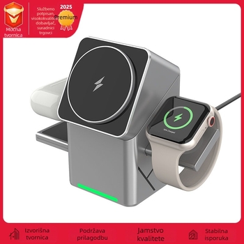 XW10 Bežični punjač s rotirajućim Rubikovim kockom – 15W brzo punjenje, magnetsko, tri u jednom, stolni punjač