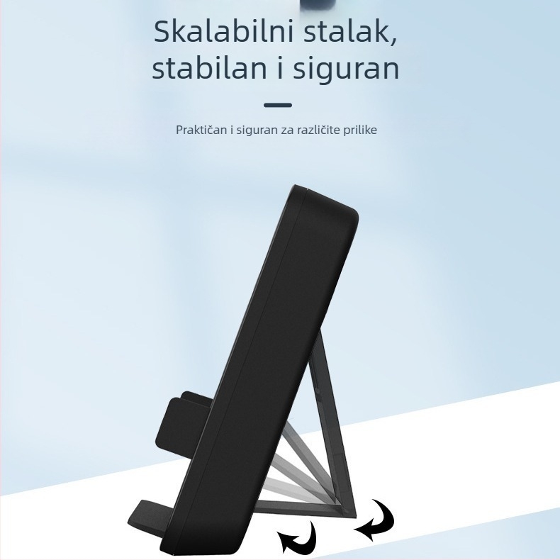 Sklopivi 15W bežični punjač za stolnu upotrebu s satom, prikazom temperature i alarmom – magnetsko punjenje, QC3.0