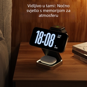 Bežični punjač 3-u-1 s magnetskim Qi punjenjem, 15W brzo punjenje za Apple uređaje, sklopivi držač