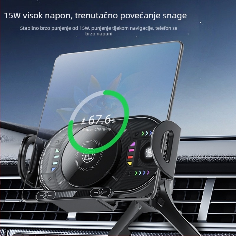360° rotirajući bežični auto punjač PD 15W, magnetsko punjenje, univerzalno