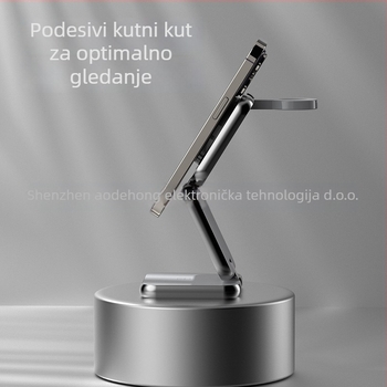 Metalni 3-u-1 bežični punjač za mobitel i Apple Watch s magnetskim sklopivim stalkom, 15W, Qi QC3.0