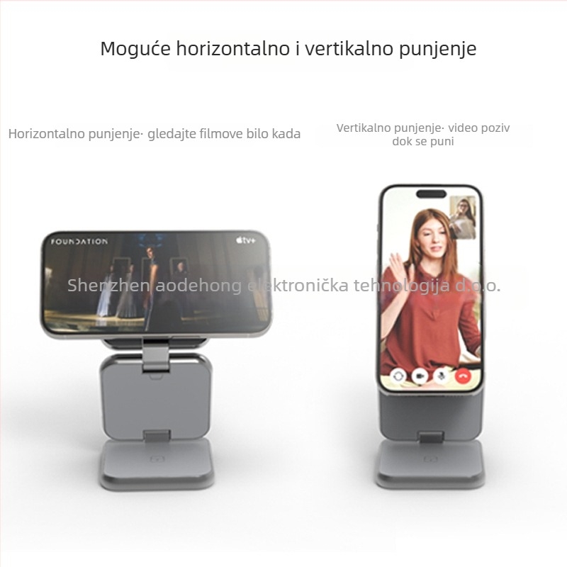 Metalni 3-u-1 bežični punjač za mobitel i Apple Watch s magnetskim sklopivim stalkom, 15W, Qi QC3.0