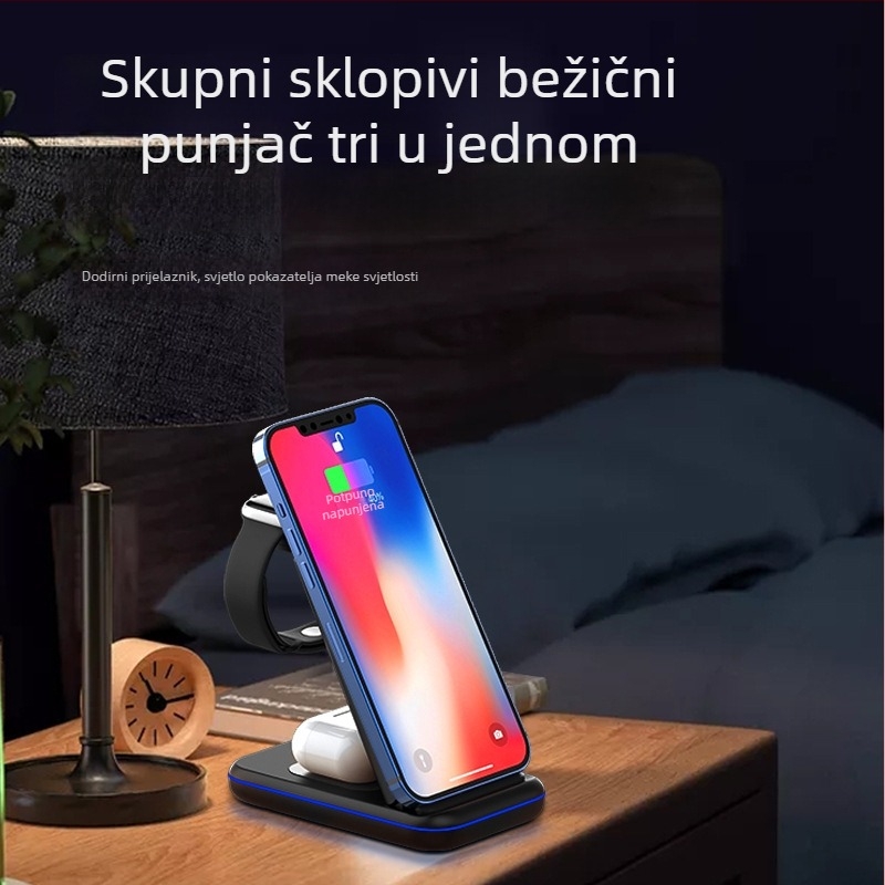 Guanyu bežični punjač 3-u-1, 18W, QC3.0, USB-C, Qi certificiran, kompatibilan s Apple 12/13