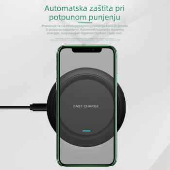 Stolni bežični punjač 15W, brzo punjenje za Apple iPhone, QC3.0, izlaz 1.66 A