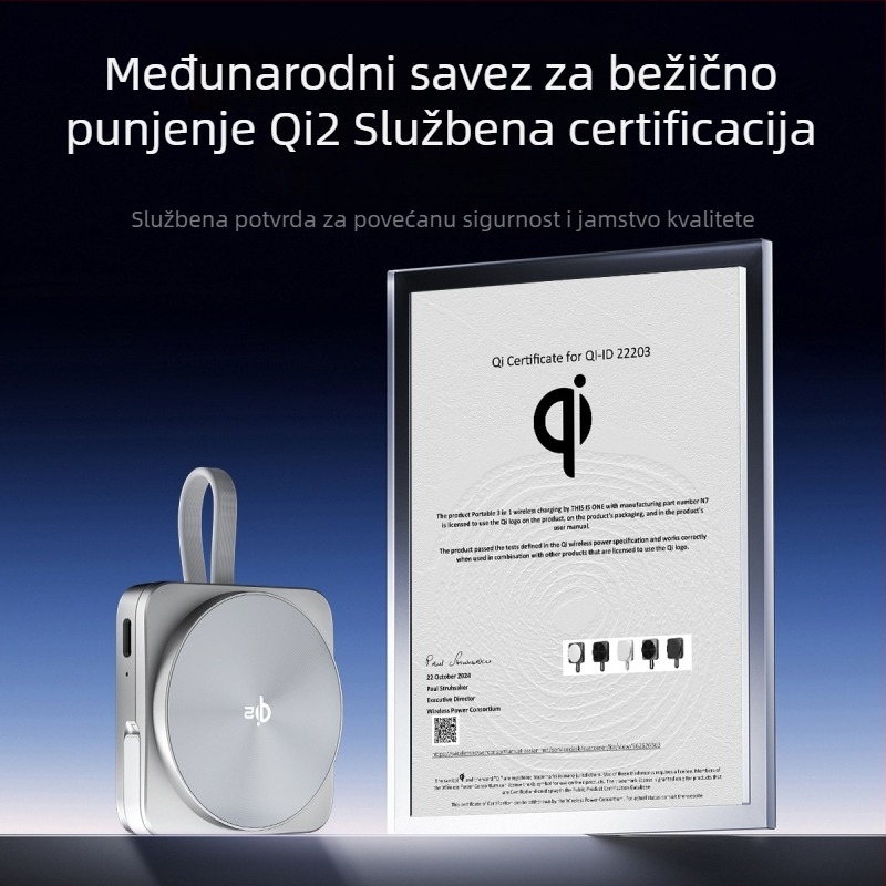 Troj-in-1 stolni bežični punjač s QI2 za Apple Watch, magnetsko punjenje, brzo punjenje, ukupna snaga 22,5W, izlaz 15W/10W/7,5W/5W