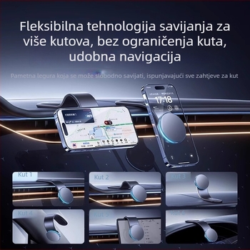 Automobilski bežični punjač Qi2, snažno magnetsko držanje, sklopivi držač za telefon, 15W QC3.0