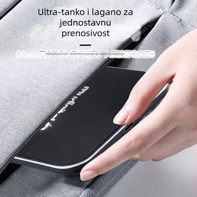 Kvadratni bežični punjač za mobitele sa svjetlećim ogledalom, aluminijska legura, 15W, Type-C, brzo punjenje, tisak logotipa