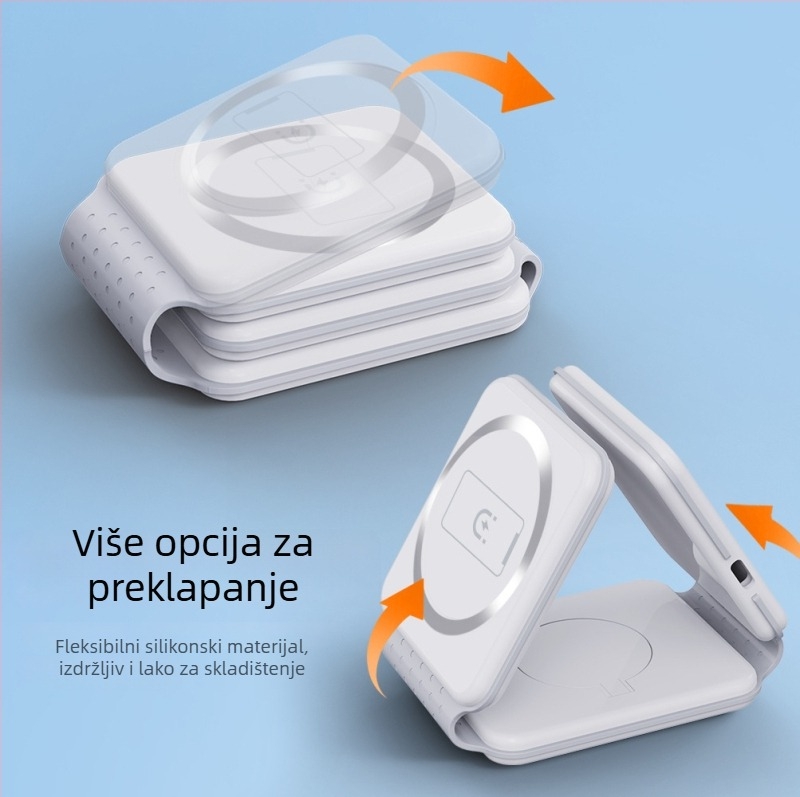 Sklopivi 3-u-1 magnetski bežični punjač za brzo punjenje (izlaz 15W, ukupna snaga 20W, magnetsko punjenje, QC 3.0, 9V/2A-12V/2A)