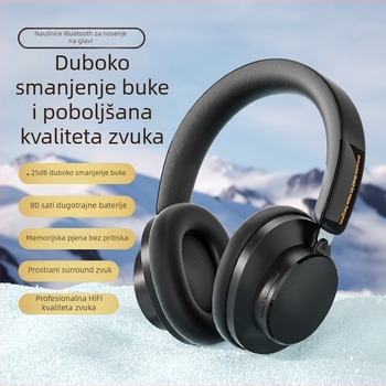 Bežične slušalice za glavu s aktivnim smanjenjem buke, snažan bas, privatni kalup, Bluetooth 5.4, vijek baterije 4–8 sati