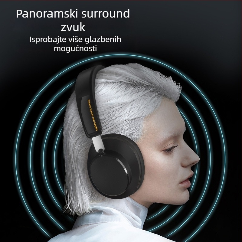 Bežične slušalice za glavu s aktivnim smanjenjem buke, snažan bas, privatni kalup, Bluetooth 5.4, vijek baterije 4–8 sati