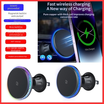 Magnetni automobilni bežični punjač za Apple iPhone – 15W brzo punjenje, QC3.0, izlaz 9V2A