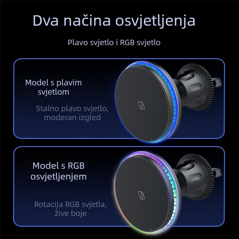 Magnetni automobilni bežični punjač za Apple iPhone – 15W brzo punjenje, QC3.0, izlaz 9V2A