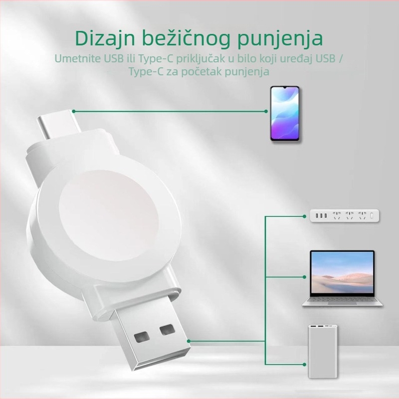 O-DREAM Univerzalni magnetski bežični punjač za Apple Watch Generacije 3–9, PD brzo punjenje, izlaz 3.5W, maksimalna snaga 5W
