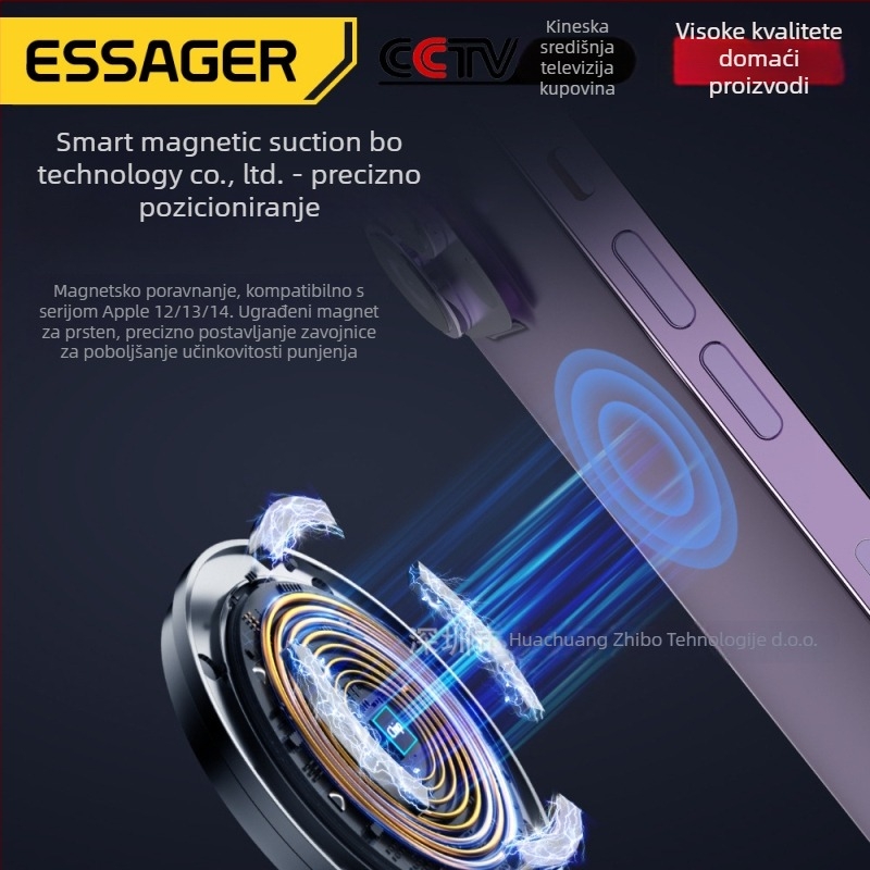 ESSAGER Dvofunkcijski magnetski bežični punjač 15W za iPhone i AirPods, PD, 2A