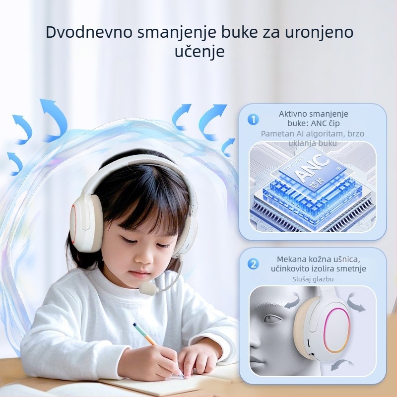 Bluetooth slušalice s ANC za osnovnoškolce — Gen 3 MF-T30, na glavi, učenje recitacije
