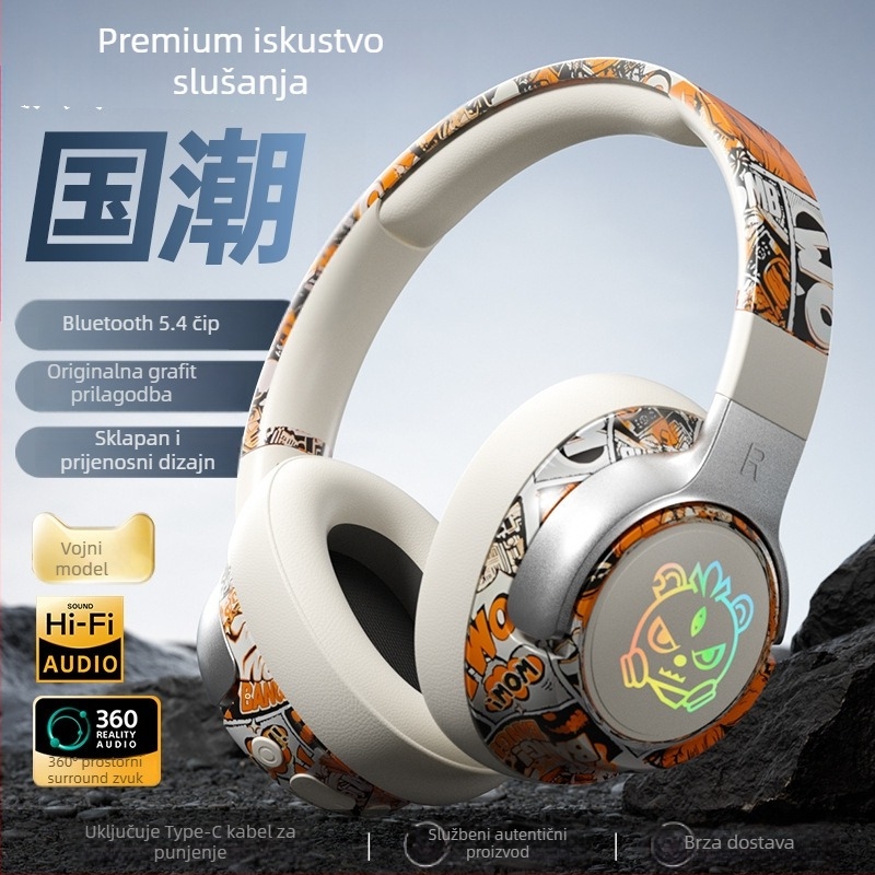 Bluetooth 5.4 gaming slušalice za glavu, domet do 10 m, stereo, trajanje baterije preko 8 sati