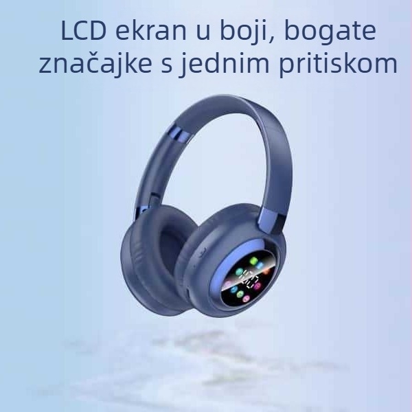 Bežični Bluetooth headset za glavu sa zaslonom – za uredsku glazbu, doseg 10 m, Bluetooth 5.4, trajanje baterije više od 8 sati, stereo zvuk