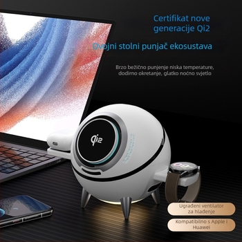 3-u-1 magnetski bežični punjač za telefon, sat i slušalice - CBT-60Q, QI2 certificiran, PD brzo punjenje, 20W izlaz