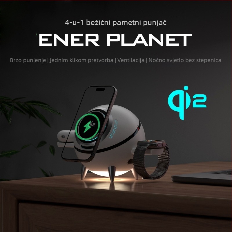 3-u-1 magnetski bežični punjač za telefon, sat i slušalice - CBT-60Q, QI2 certificiran, PD brzo punjenje, 20W izlaz