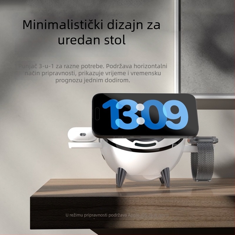 3-u-1 magnetski bežični punjač za telefon, sat i slušalice - CBT-60Q, QI2 certificiran, PD brzo punjenje, 20W izlaz