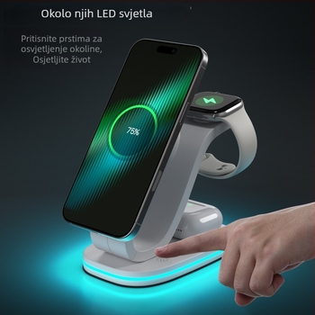 3-u-1 magnetski bežični punjač za Apple uređaje – iPhone, AirPods i Apple Watch, 15W brzo punjenje, izlaz 2A, QC3.0