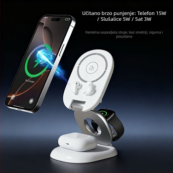 15W magnetski bežični punjač — Stanica brzog punjenja s izlazom 15W, magnetsko punjenje, 5V/2A, 9V/2A, 12V/2A