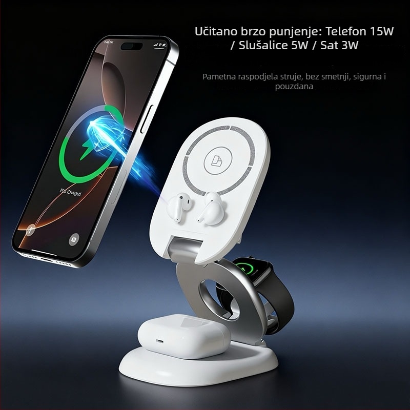 15W magnetski bežični punjač — Stanica brzog punjenja s izlazom 15W, magnetsko punjenje, 5V/2A, 9V/2A, 12V/2A