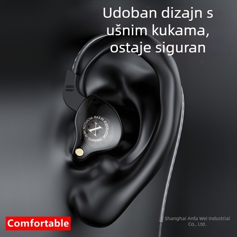 Žične slušalice za nadzor zvuka za streamere, posvećeni ušni monitor uz računarsku zvučnu karticu, 3,5 mm, 20–20000 Hz, 16 Ω