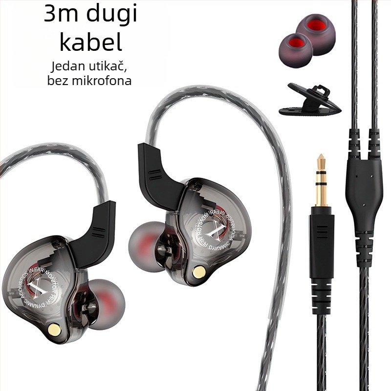 Žične slušalice za nadzor zvuka za streamere, posvećeni ušni monitor uz računarsku zvučnu karticu, 3,5 mm, 20–20000 Hz, 16 Ω