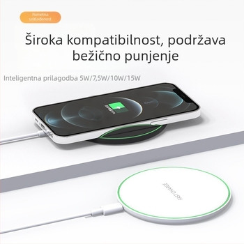 15W Qi Bežični punjač za Apple uređaje, kućište od ABS + aluminijska legura, brzo punjenje 9V/1.2A