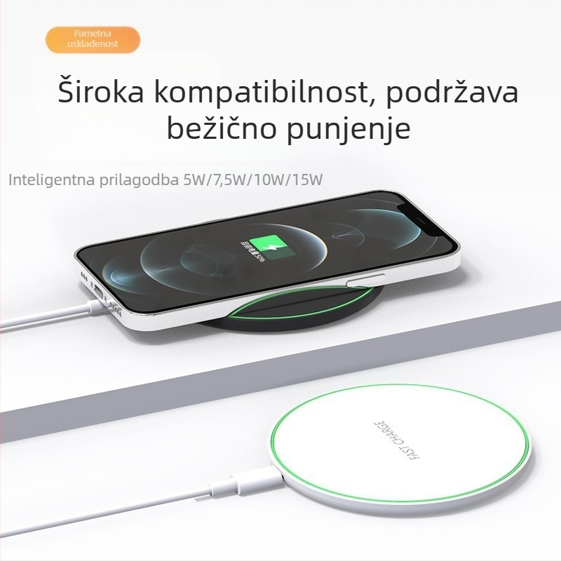15W Qi Bežični punjač za Apple uređaje, kućište od ABS + aluminijska legura, brzo punjenje 9V/1.2A