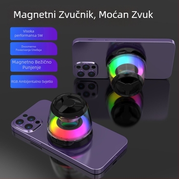 Bluetooth zvučnik s bežičnim i magnetskim punjenjem, RGB ambijentalno svjetlo za stolnu radnu površinu, Qi 15W, CE certificirano