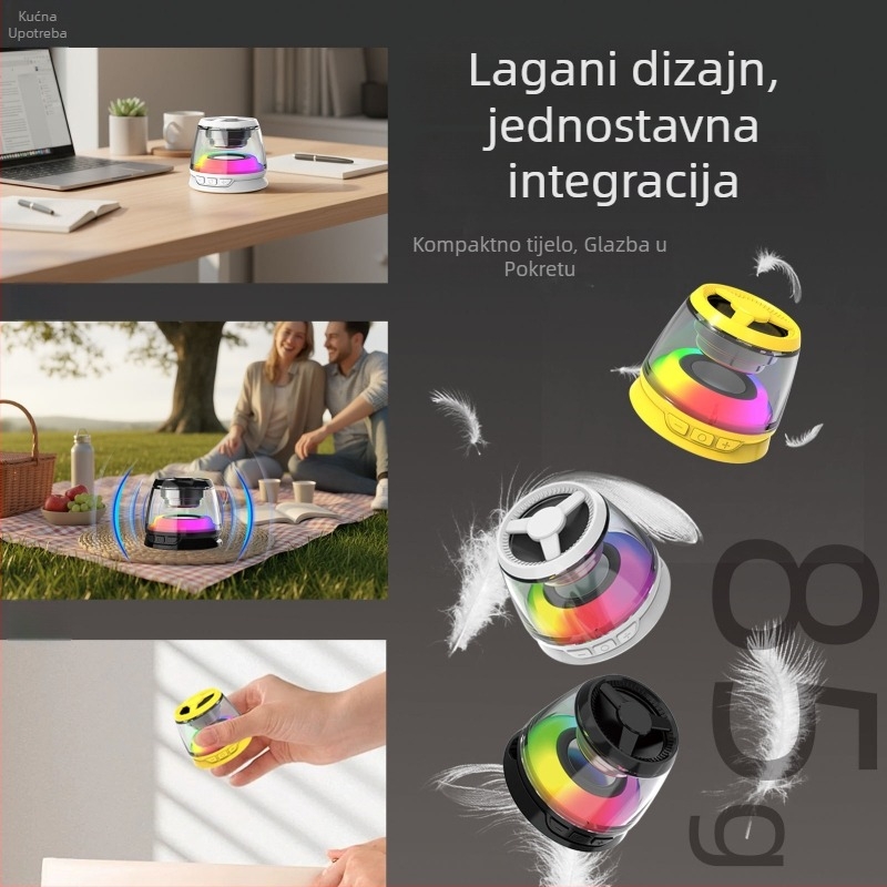 Bluetooth zvučnik s bežičnim i magnetskim punjenjem, RGB ambijentalno svjetlo za stolnu radnu površinu, Qi 15W, CE certificirano
