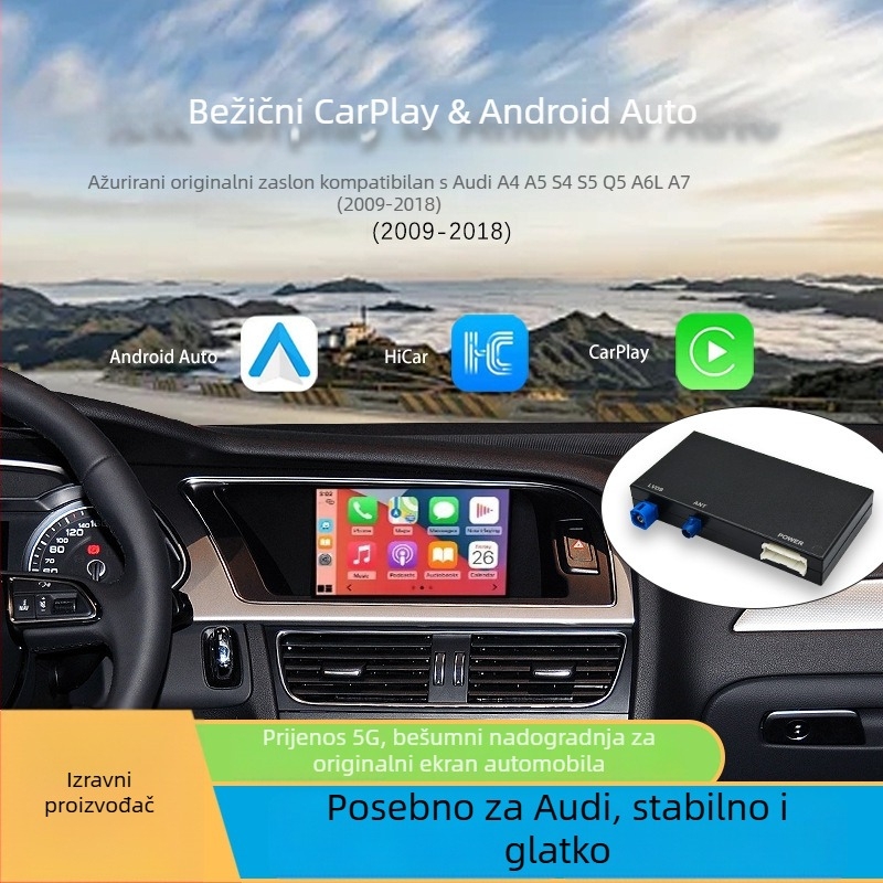 Bežični CarPlay/Android Auto adapter za Audi - EC13-C, dvostruki jezgreni CPU, 1GB RAM, bežično sučelje, kapacitivni zaslon