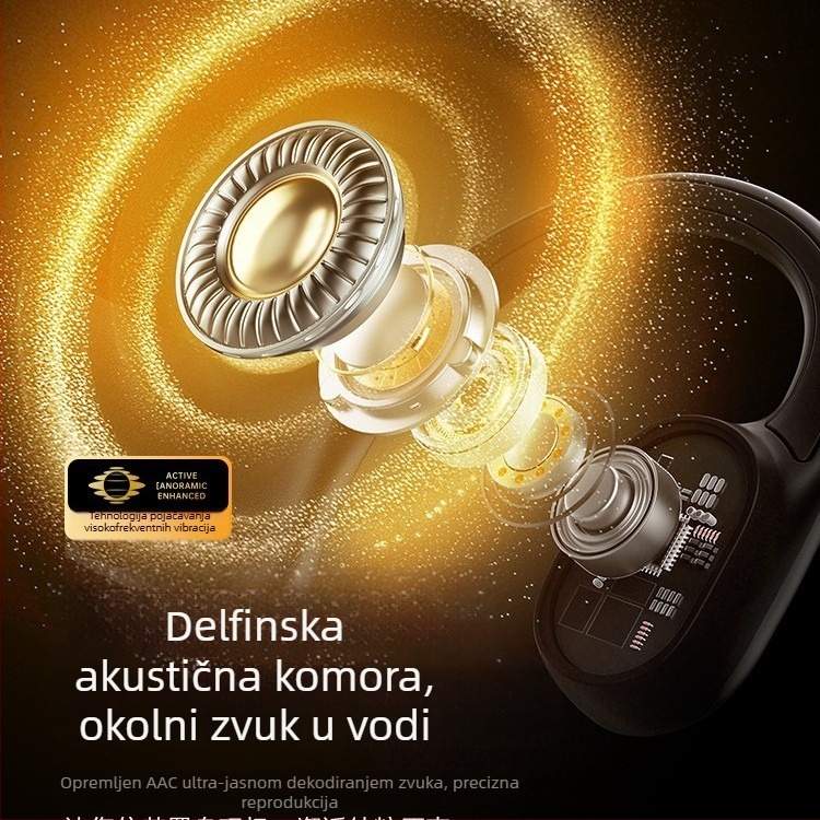 Slušalice s koštanom provodljivošću, držač na uho, Bluetooth 5.4, IPX8, trajanje baterije 4–8 h